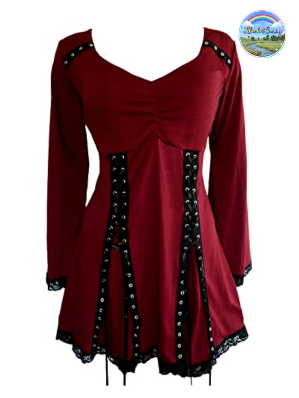 Gothic Steampunk Corset Top Lace-Up Tunic Long Sleeve
